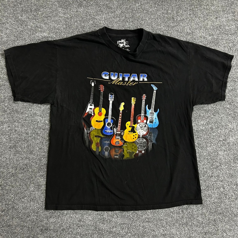 Ink Inc. T-shirt Mens XL Black Guitar Master Graphic Music Rock Short Sleeve